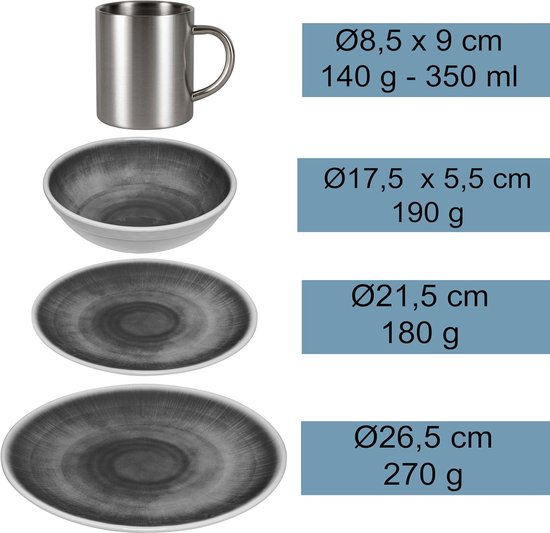 Servies set - Kampeer servies - Outdoor dineren - Dubbelwandige mokken - 8 delen - Rood groen — afbeelding 5