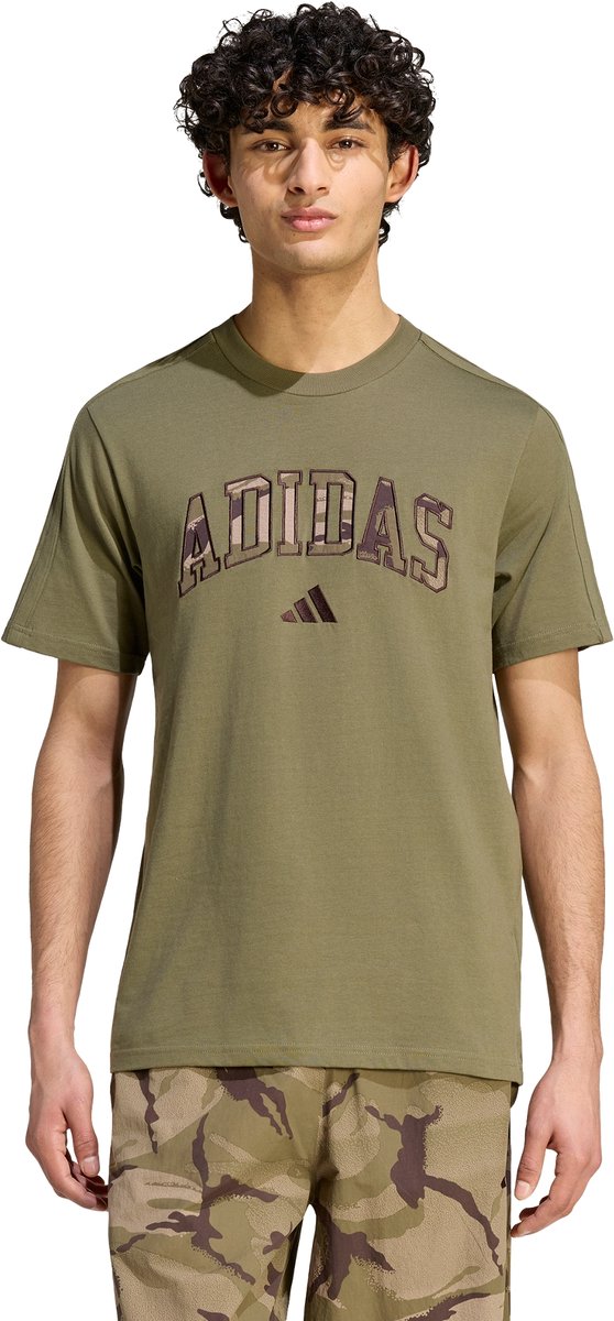 Adidas Sportswear Seasonal Essentials Camo T-Shirt Heren Groen