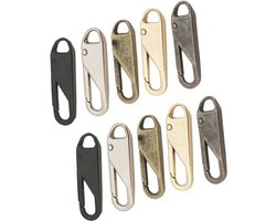 Operitacx 10stuks Verstelbare Zipper Puller Vervangingsset Hoogwaardige Ritskoppen Trekknoppen Voor Tassen Kleding Duurzaam Glanzend Geschikt Voor Diverse Projecten