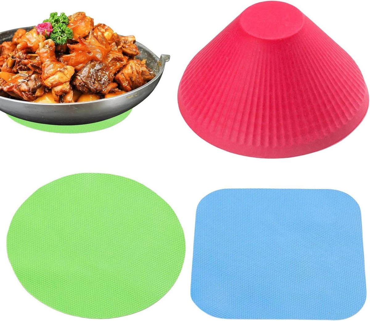 Rubberen potopener - Keukengadget grip - Deksel openen - Antislip ontwerp - 3 stuks - Multicolor