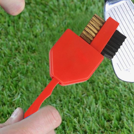 Golf Club Borstel - Reinigingsborstel Golfsticks - Golfclubs Schoonmaken - Dubbelzijdige Reiniging - 18 cm - Rood van GOLF — afbeelding 2