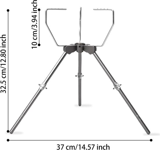 Kooktoestel Statief - Outdoor Houder - Kamperen Koken - Verstelbare Hoogte - 32.5 cm - Zilver — afbeelding 5
