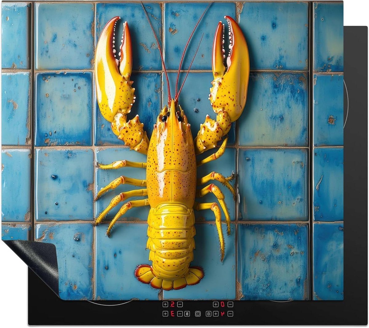 Inductie Beschermer - Kookplaat Mat - Extra Werkruimte - Unieke Foto Print - 59x52 cm - Kreeft Blauw