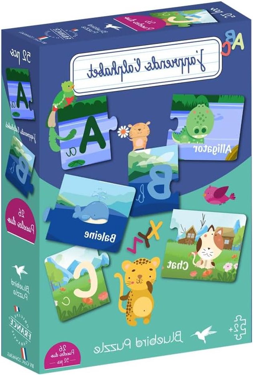 Educatieve Duo-puzzel - Alfabet Puzzel - Kinderen Leren Lezen - Stevig Karton - 52 Stukjes - Meerkleurig