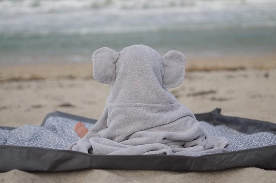 Kinderbadjas met capuchon - Olifant badstof - Na het badderen - Zachte capuchon - Leeftijd 2-8 jaar - Grijs — afbeelding 5