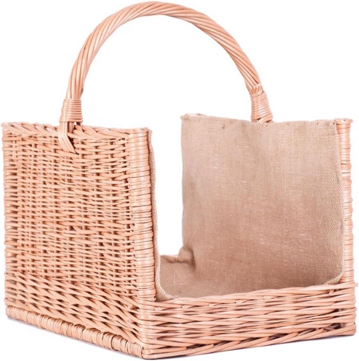 Rieten mand - Houtmand handvat - Haardhout bewaren - Handgemaakt natuurproduct - 2 Kilogram - Naturel