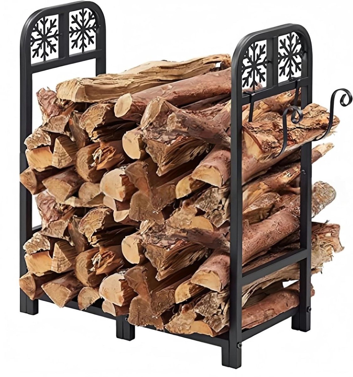 Metalen brandhoutrek - Houten standaard - Hout opslag - Uniek insteeksysteem - 65 x 30 x 75 cm - Zwart