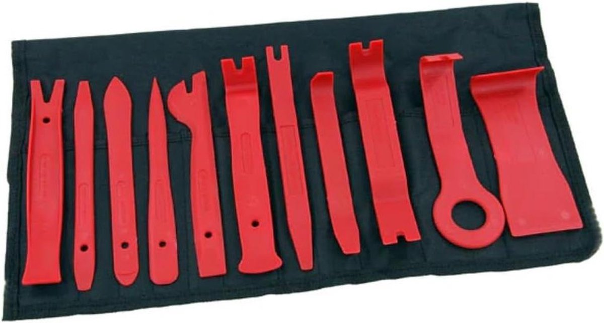 Bekledingsset Auto - Paneelverwijderaar - Interieur Reinigen - Krasbestendig Nylon - 11 Delig - Rood
