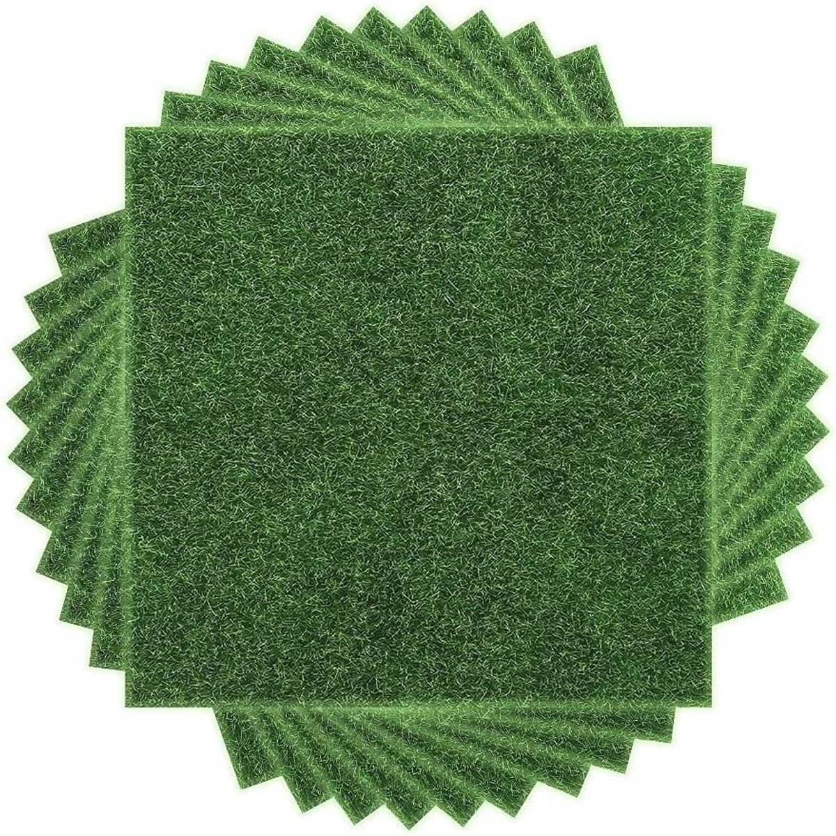 Kunstgras Tegels - Nep Gras Decoratie - Micro Landschap DIY - Wasbaar Veilig Materiaal - 7.5 x 7.5 cm