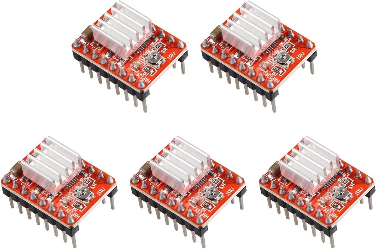 Stepper Motor Driver - A4988 Module - 3D Printer Control - Intelligent Current Control - 20.5 mm - Red