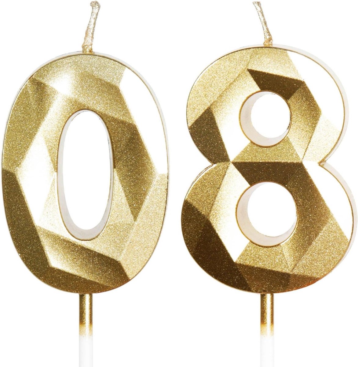 80e Verjaardagskaarsen - Gouden Taartdecoratie voor Verjaardagsfeest, Jubileum en Bruiloft