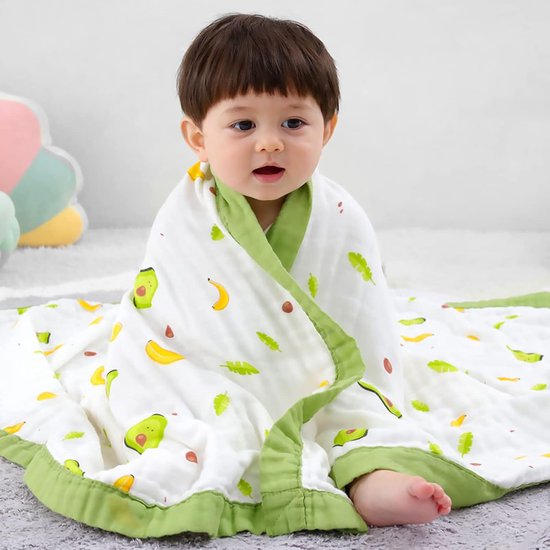 Baby Badhanddoek - Baby Deken Muslin - Baby Aankleden - 6 Lagen Katoen - 110x110 cm - Groen — afbeelding 3