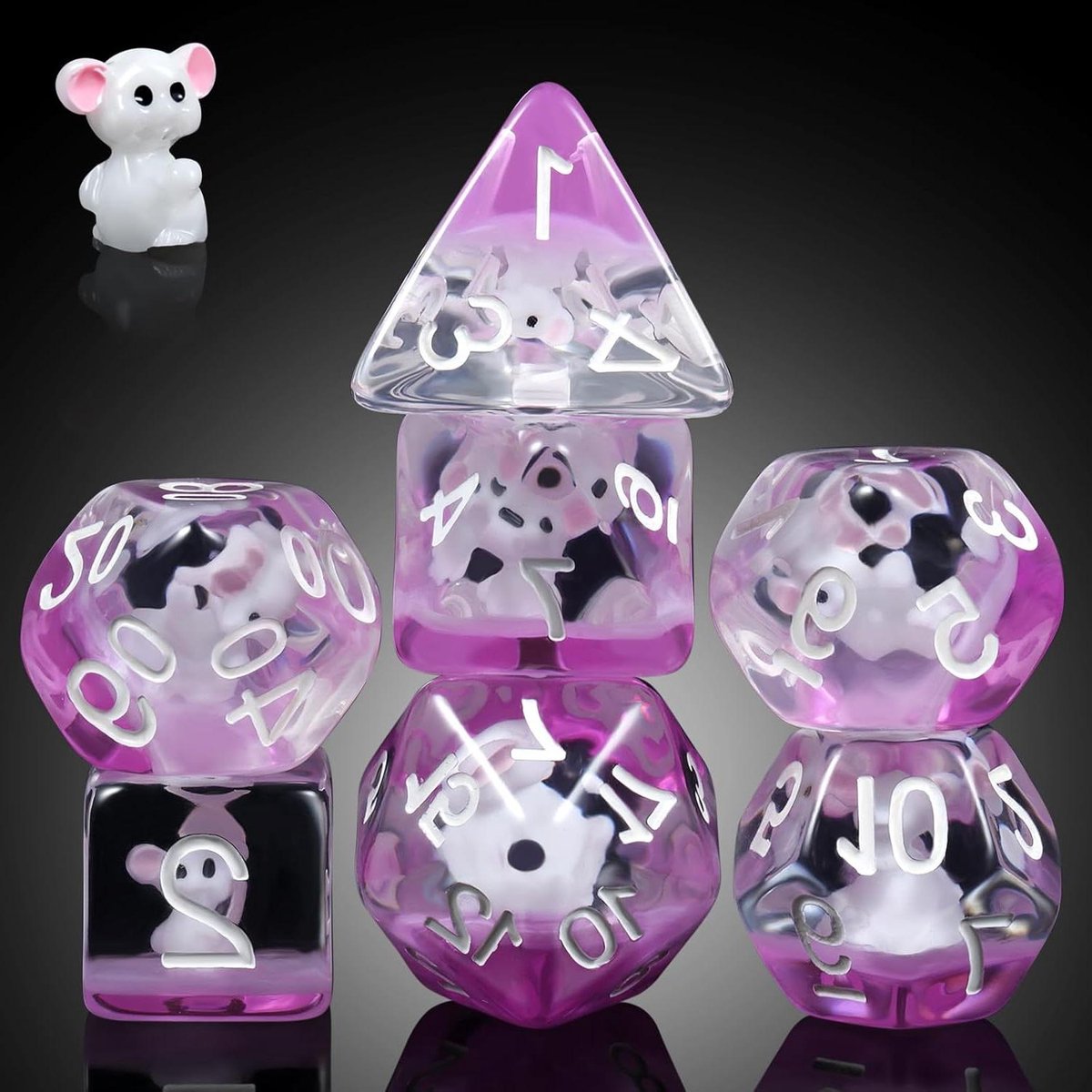 Muizen DND Dobbelstenen - RPG Set - Rollenspellen Spelen - Milieuvriendelijk Hars Materiaal - 16mm - Muis