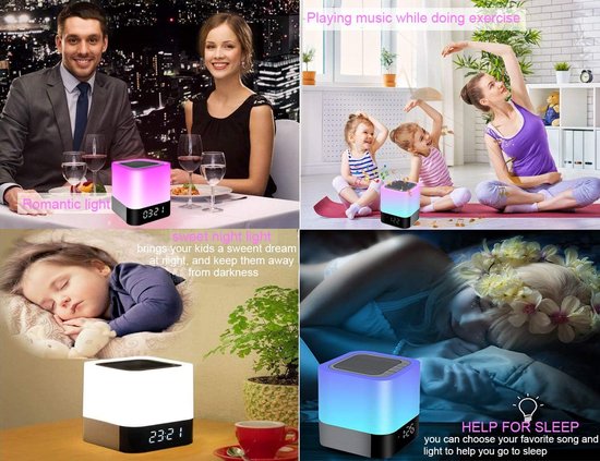 Oneay Bluetooth-nachtlampje - Een draadloze Bluetooth-speaker met ledverlichting en zeven kleurmodi, voorzien van een ingebouwd klokdisplay. Een ideaal cadeau voor vrienden en collega's. van oneay — afbeelding 4