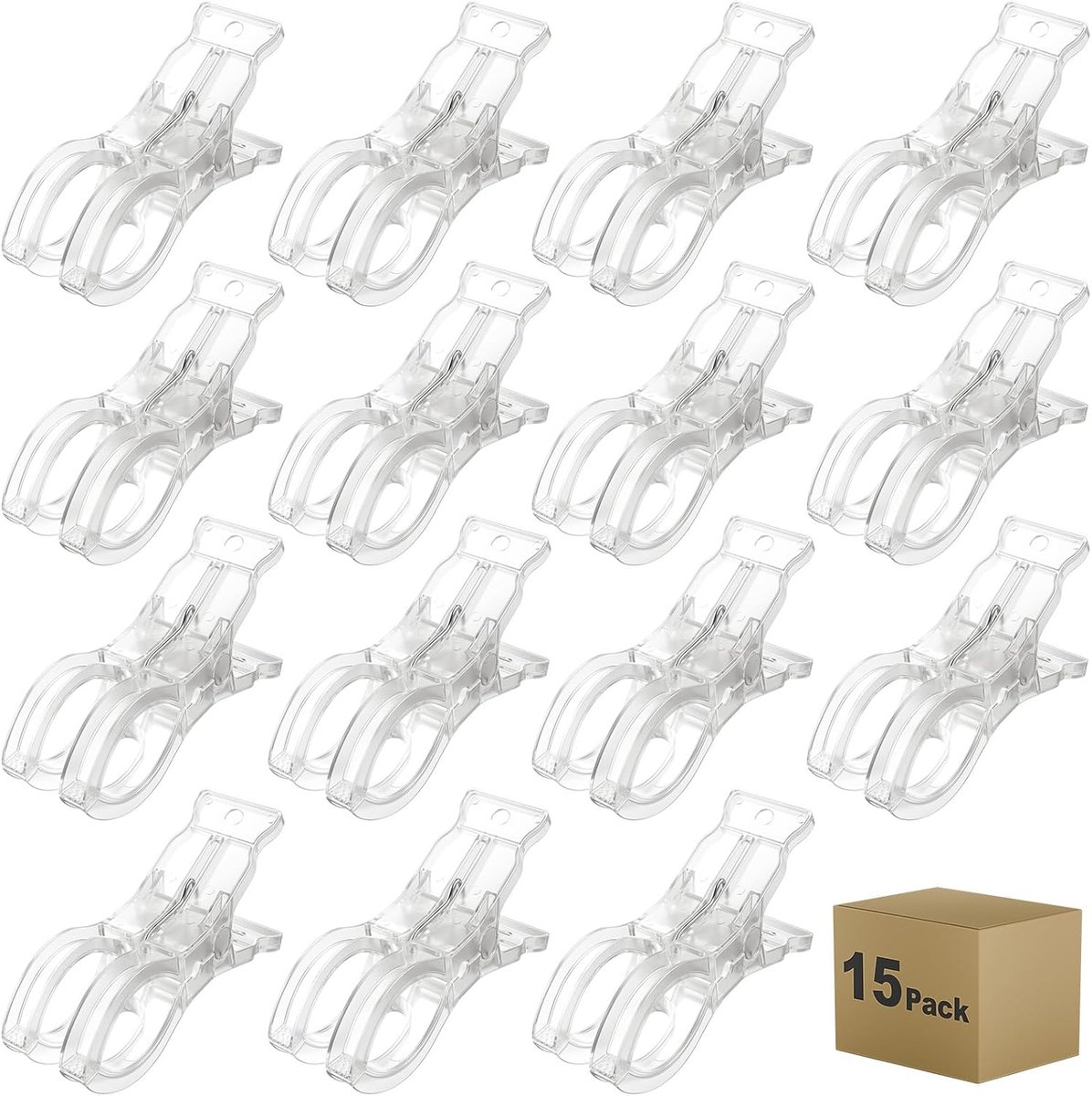 15-Stuks Transparante Klemmen - Multifunctionele Knijpers - 9cm - Voor Decoratie