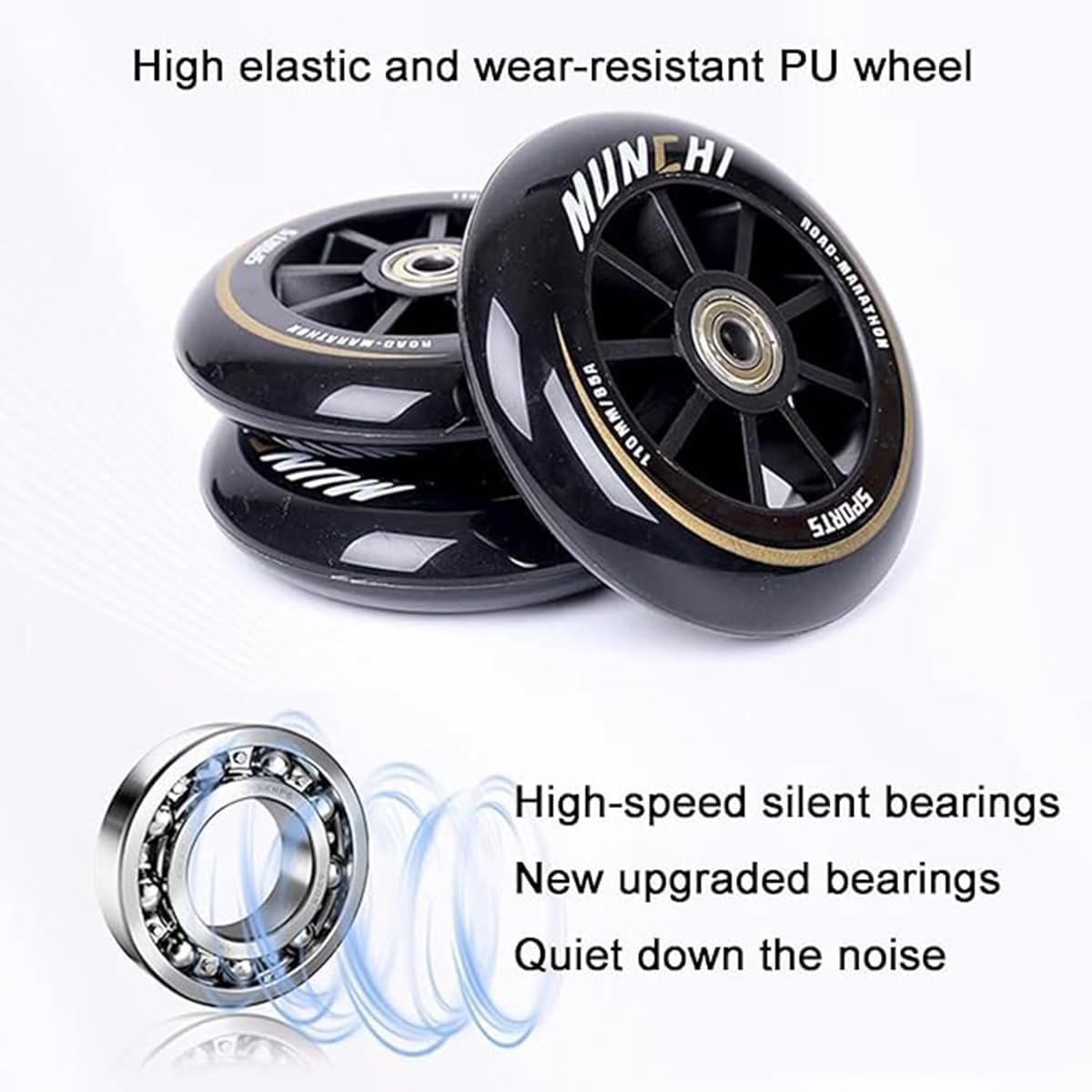 Inline Skates - Rolschaatsen Skeelers - Hoge Snelheid Skaten - Drie 110mm Wielen - Maat 44 - Zwart