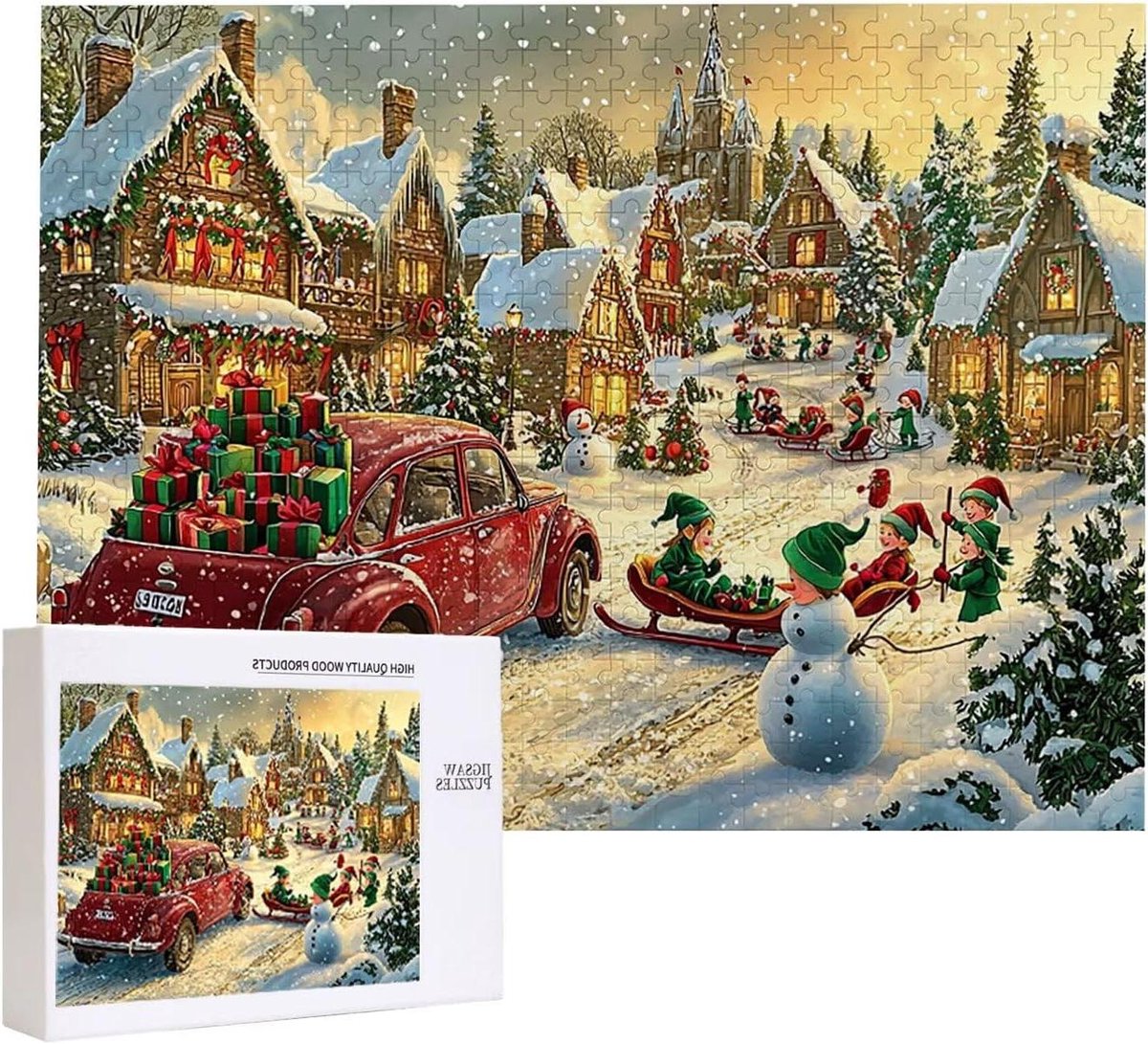 Puzzel Sneeuwlandschap - Kerstpuzzel Familiepuzzel - Ontspannend Tijdverdrijf - Natuurlijk Hout Materiaal - 1500 stukjes - Meerdere Kleuren
