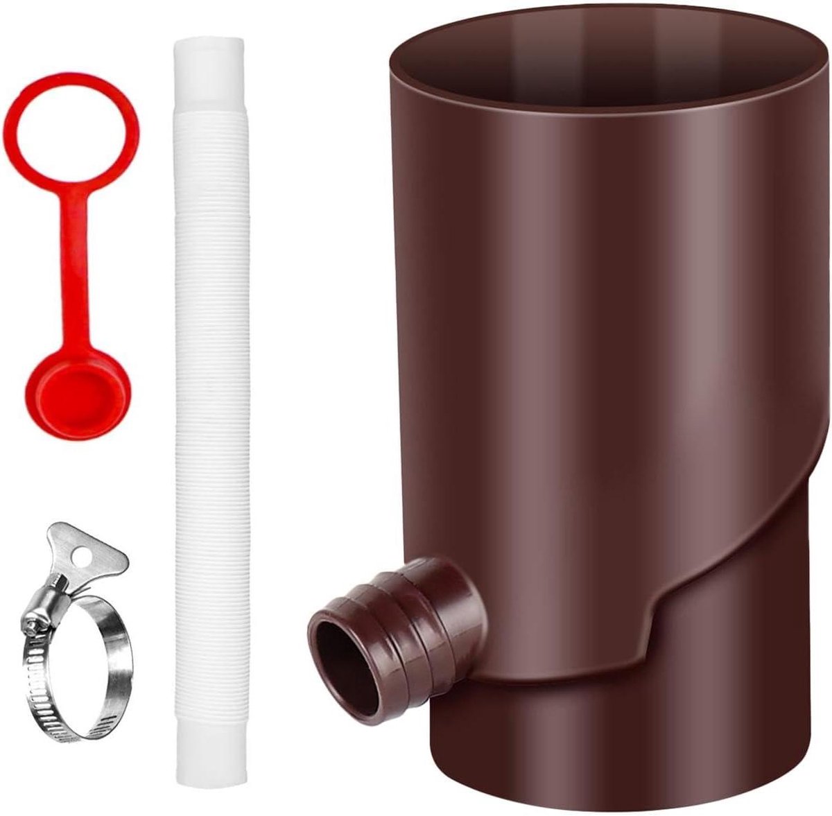 Regenwateropvangvat - Regentonset Goot - Tuin Bewateren - UV-bestendig PP - 10cm Diameter - Bruin