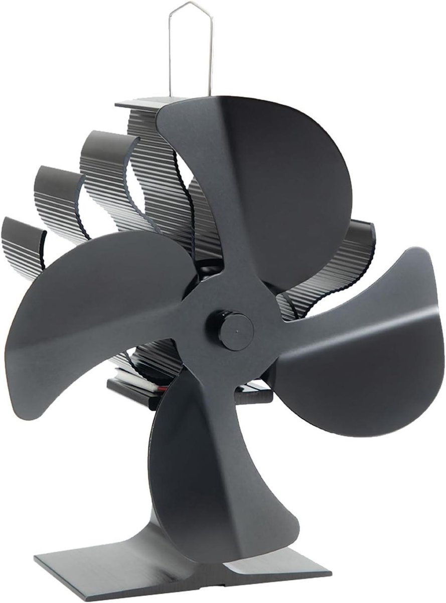 Houtkachel Ventilator - Warmteventilator Kachel - Warmte Verspreiden - Warmte-aangedreven - 18.5 x 12.2 x 22 cm - Zwart