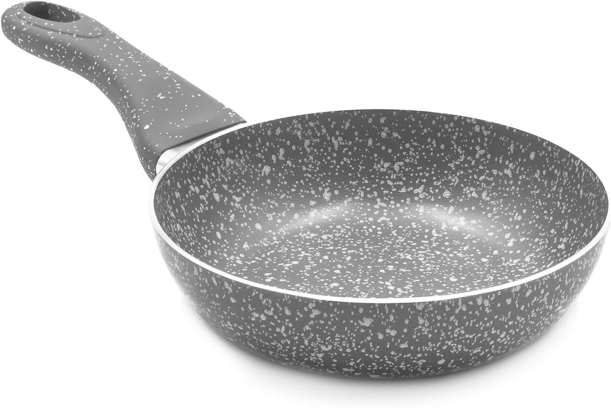 Koekenpan - Koekenpan anti-aanbak - Gezond koken - Zeldzame steen coating - Diameter 18 cm - Grijs