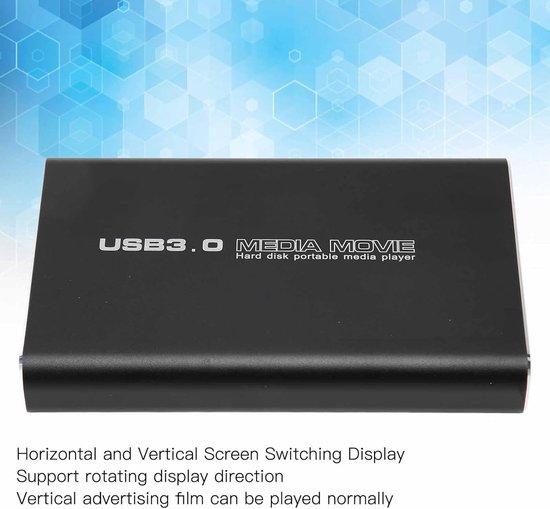 4K Mediaspeler, Ultra HD Video Muziek Foto PPT-speler met Loop Play, 5GB Interne Opslag, AV-uitgang, USB 3.0, voor Zakelijk Gebruik Thuis (EU-stekker) — afbeelding 3