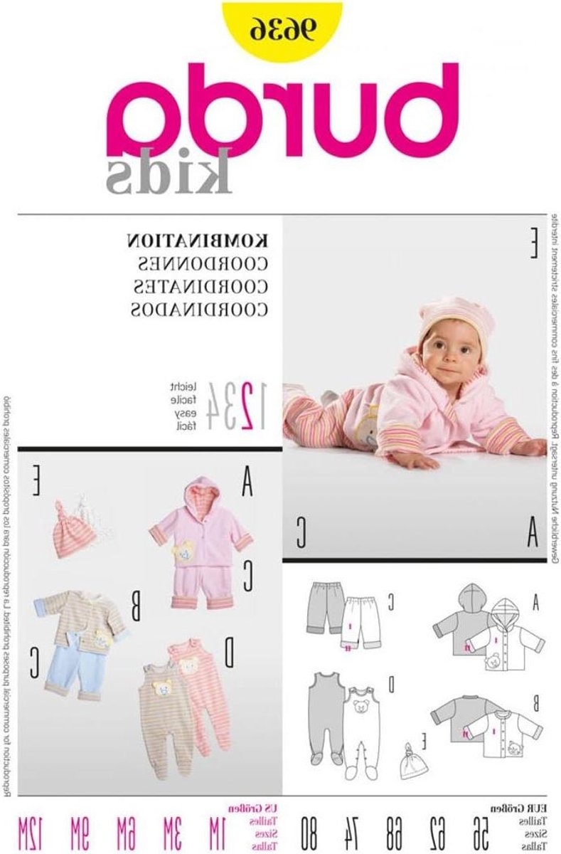 Naaipatroon Babykleding - Patronen Set - Zelf Kleding Maken - Combi Maten - 56-80 - Papier