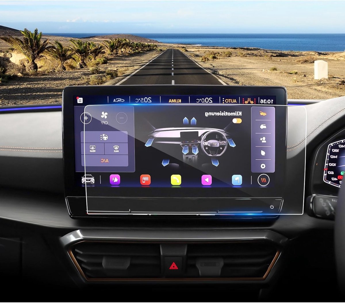 Hoogwaardige 9H Tempered Glass Screen Protector voor GPS Navigatieschermen van Cupra Formentor en Seat Leon MK4, Bescherming tegen Krassen en Vingerafdrukken, 10 Inch