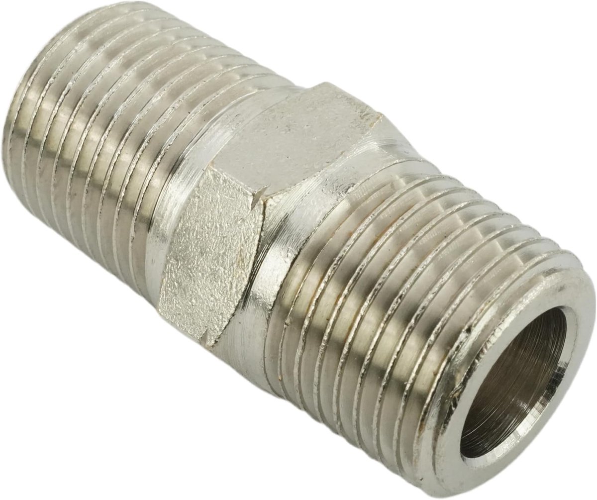 Dubbele Nipper Adapter - Schroefdraad Koppeling - Leidingen Verbinden - Hoge Werkdruk - R 1/8 x NPT 1/8 - Metaal