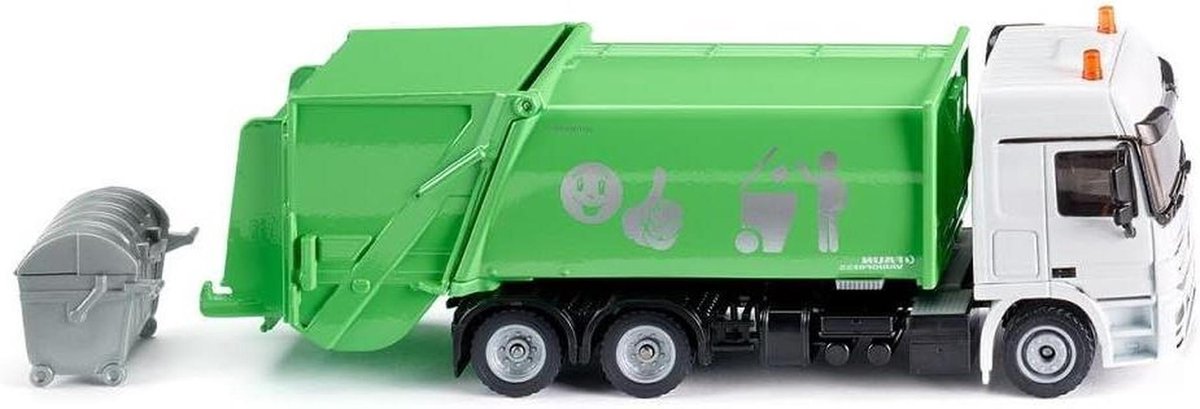 Vuilniswagen Speelgoed - Afvalwagen Vrachtwagen - Stad Schoonhouden - Met Afvalbak - 1:50 Schaal - Groen Wit