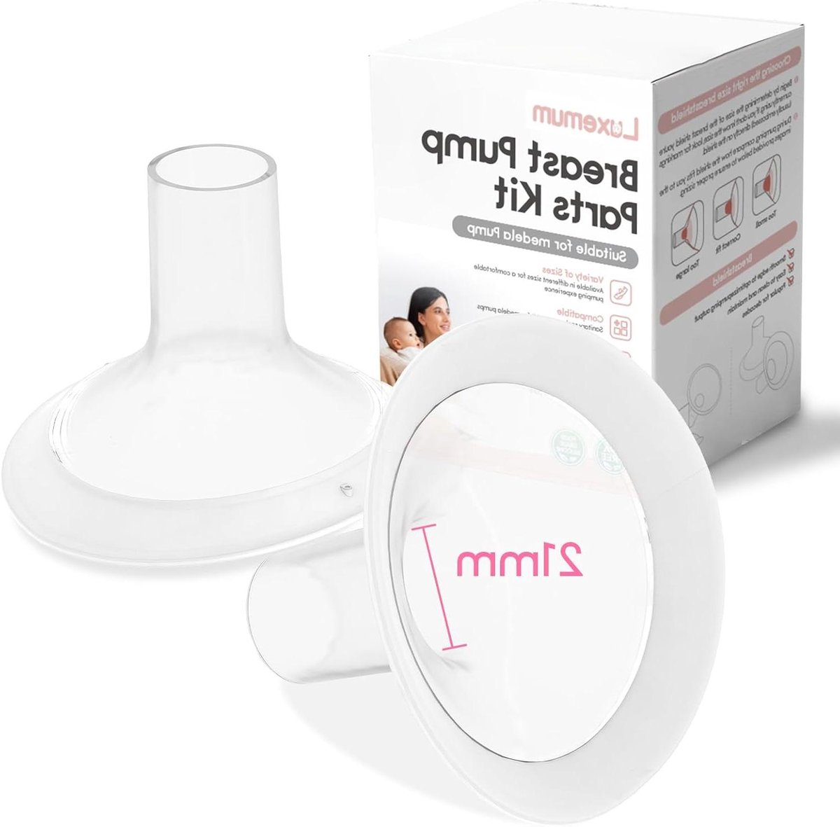 Borstkolf Onderdelen - Vervangende Flens - Comfortabel Kolven - Zachte Rand - 21mm Ovaal - Transparant