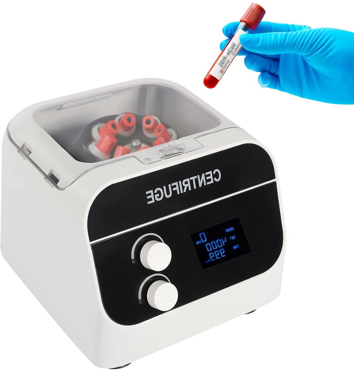 Laboratoriumcentrifuge - Centrifugaalmachine - Vloeistoffen Scheiden - LCD Display - 8 x 20 ml - Wit