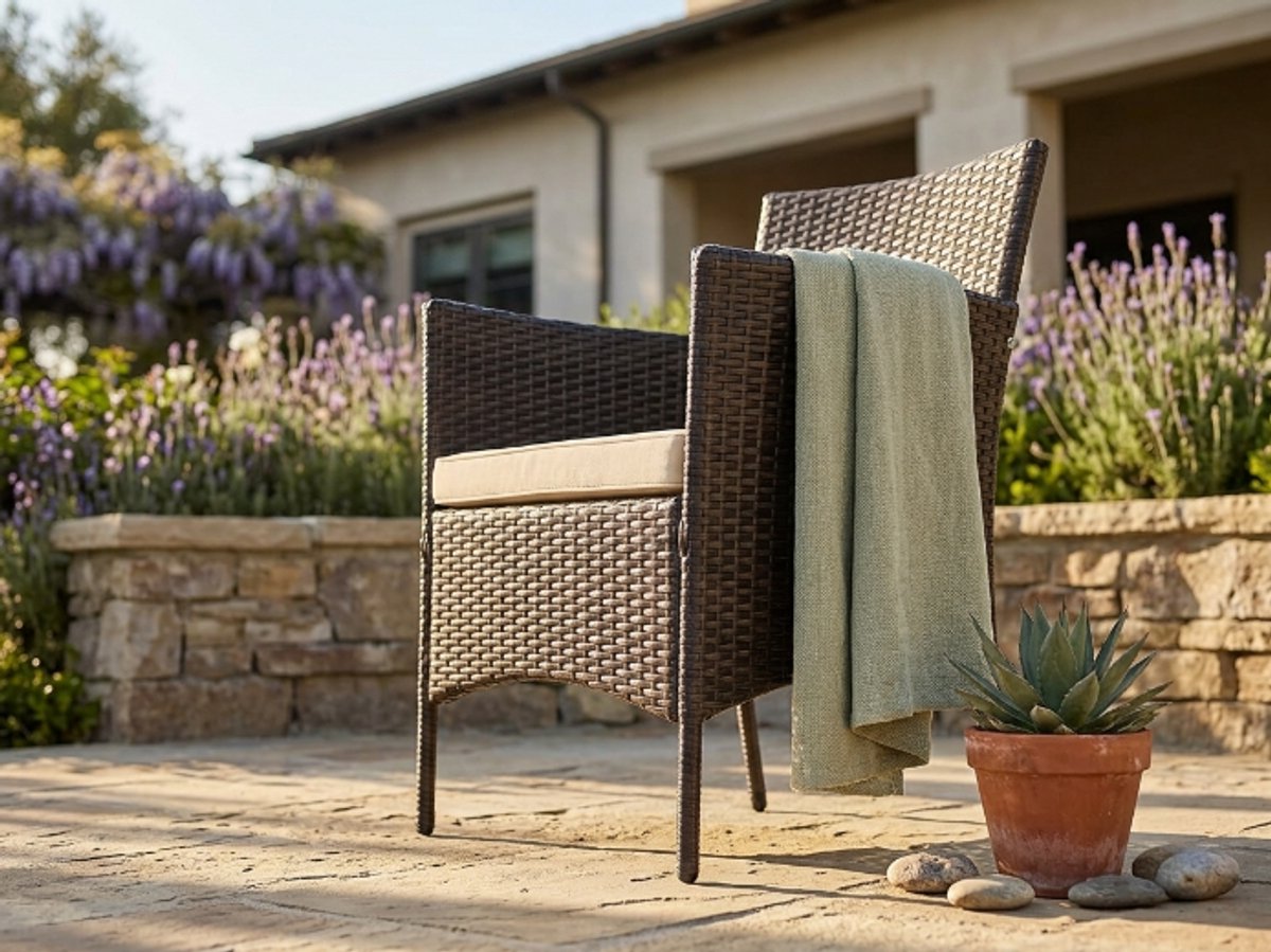 Royal Dining Loungeset 9-Delig – Polyrotan Tuinset met 8 Stoelen & Acaciahouten Tafel Zwart IndustroHome