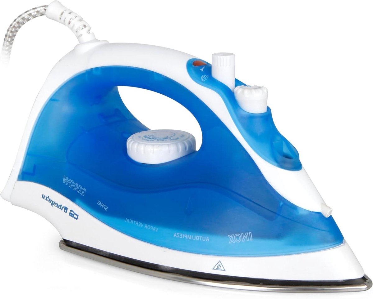 Stoomstrijkijzer - Strijkijzer met stoom - Kreukels Verwijderen - Roestvrijstalen zool - 2000 W - Blauw wit