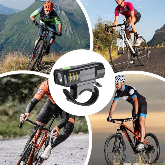 VHV - Fietslamp - oplaadbare fiets voorlamp - USB oplaadbaar - 3 lichtstanden - voor nachtritten, stadsfiets, racefiets en mountainbike — afbeelding 4