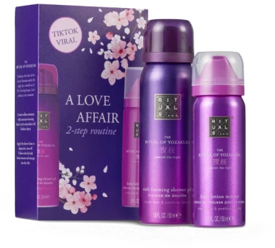 Rituals Geschenkset - 2 Producten - Douchegel 50 ml + Body Lotion Mousse 50 ml - Ritual of Yozakura - Cadeaus voor Vrouwen - Cadeaudoos - Geschenkdoos - Cadeauset - Giftset Vrouw - Badschuim - Doucheschuim - Shower Gel - Douche Foam - Bodylotion