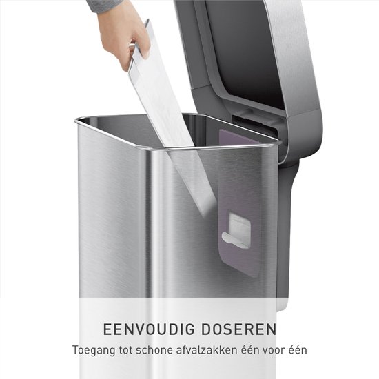 V-Part Pattumiera A Pedale 45L In Acciaio Inox - Mat RVS - Antifiamma E Silenziosa - 2