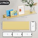 Set van 2 gouden planken van 39,8 cm, met afmetingen en een vergelijking met een smartphone.
