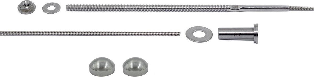 Kabelleuning Montagekit - Kabelrail Set - Palen Beveiligen - Roestvrij Staal Type 316 - 25 voet kabel - Geborsteld Staal