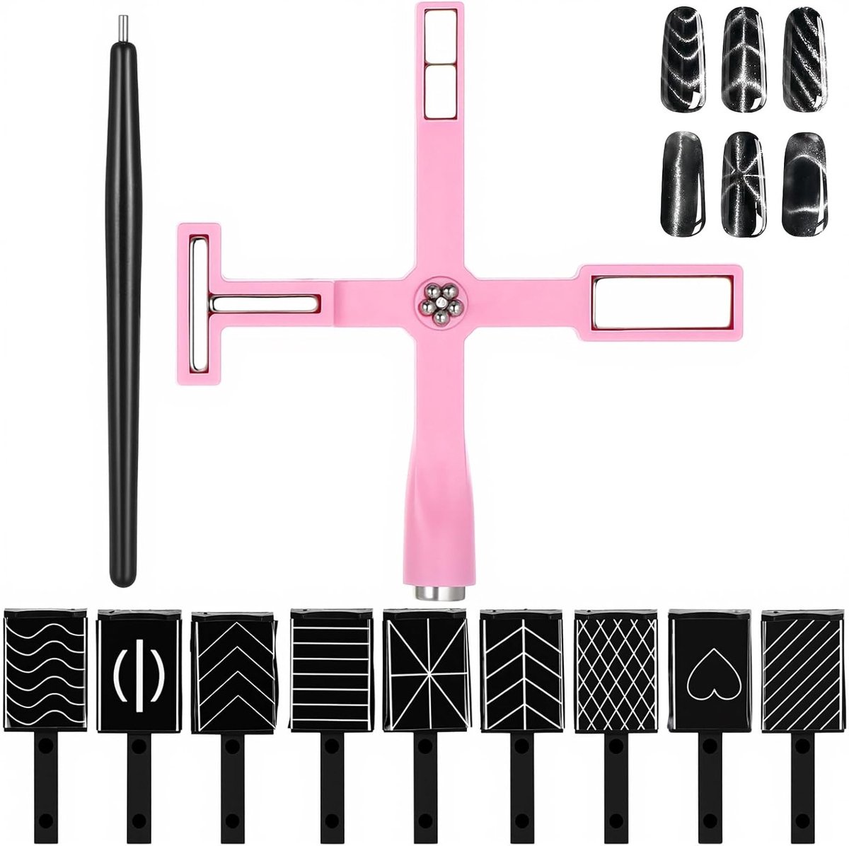 Set van 11 Magnetische Nagel Pens met 5-in-1 Functie en Siliconen Beschermhoes voor Cat Eye Nagellak en Magische Effecten