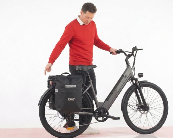 Dubbele Fietstas 56 Liter Zwart Met Reflectoren 100% Waterdicht E-bike Elektrische Fietsen van Merkloos — afbeelding 3