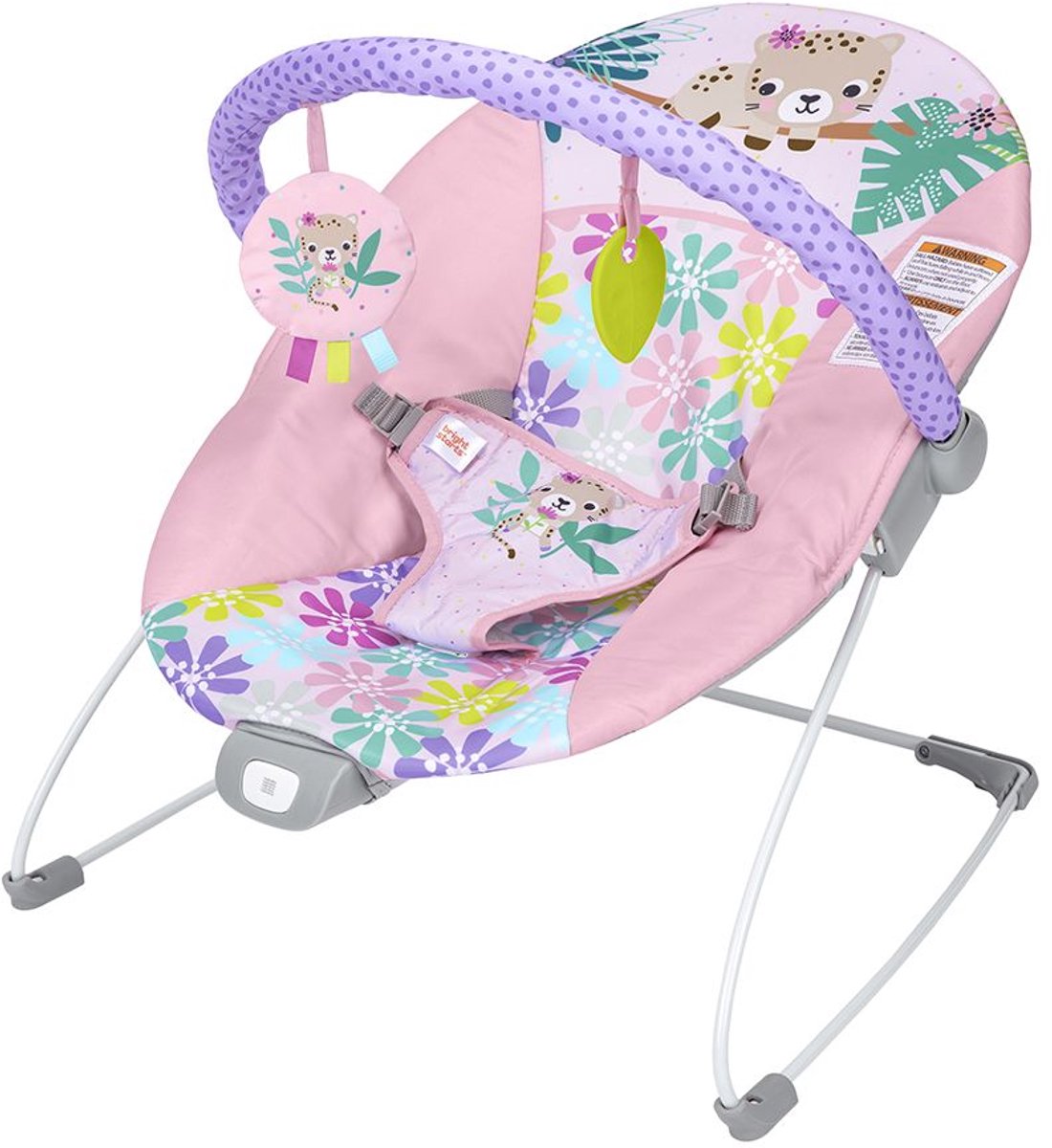 BRIGHT STARTS Baby Bouncer met vibraties Wildflowers Wonders, 3-punts harnas, 2 speeltjes inbegrepen, vanaf de geboorte