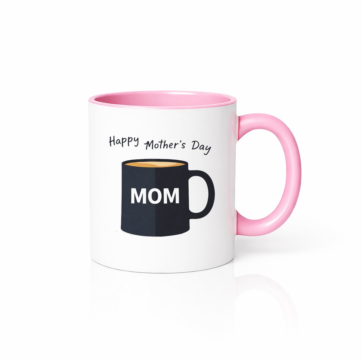 Happy Mother's Day Mok Roze Wit - 330ml - Lief Moederdag Cadeau - Koffiebeker
