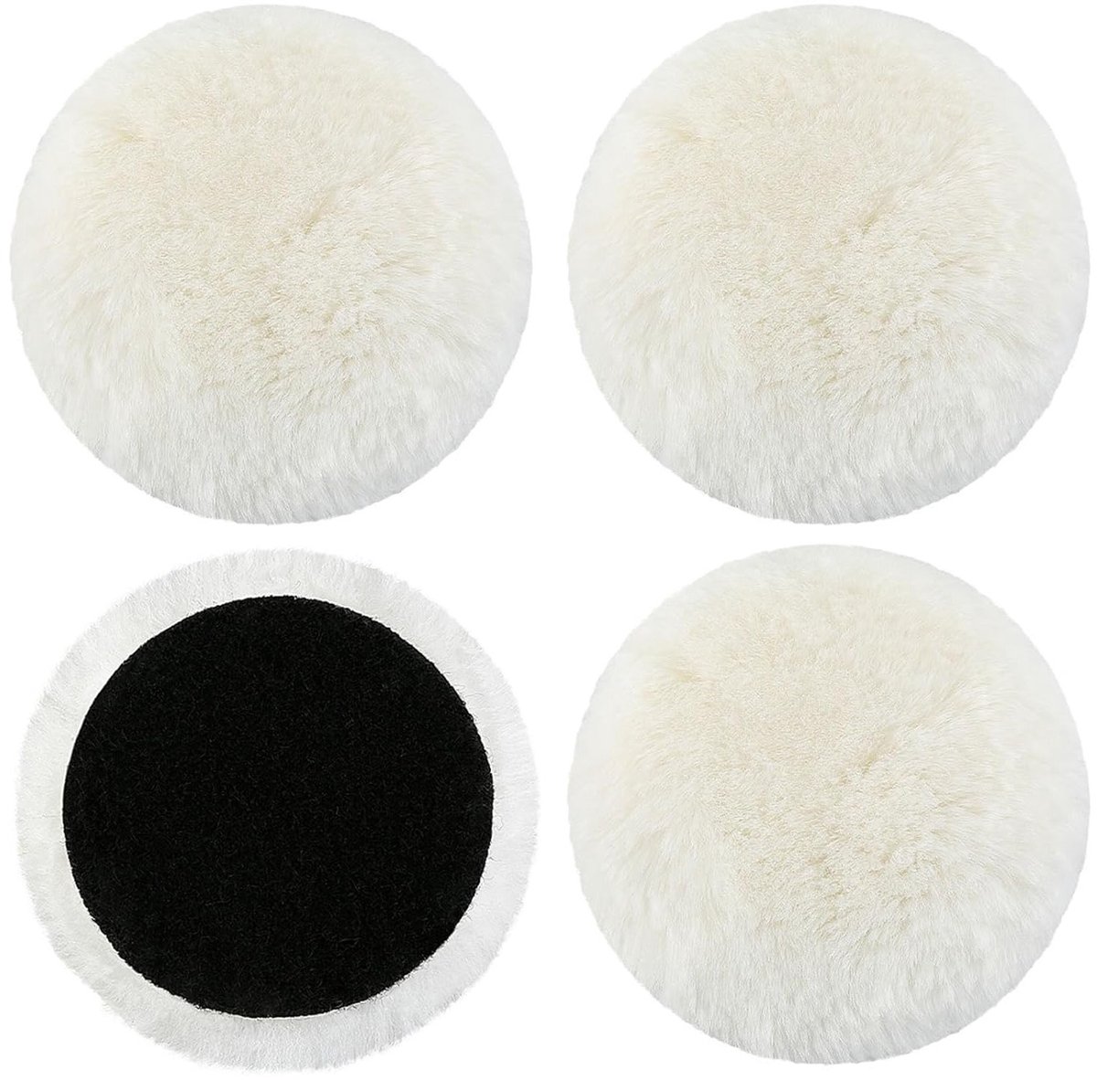 Set van 4 Polijstschijven 125 mm voor Excentrisch Schuurmachine - Wol, Lamsvacht, Auto Polijsten, Schuuraccessoires