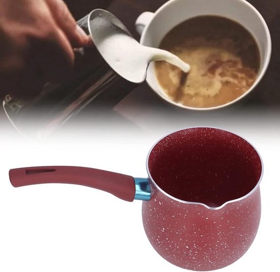 Steel Melkpan - Steelpan Sauspan - Kleine Porties Koken - Met Schenktuit - 11 cm - Rood