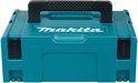 Turquoise Makita opbergkoffer met wit logo en zwart handvat.