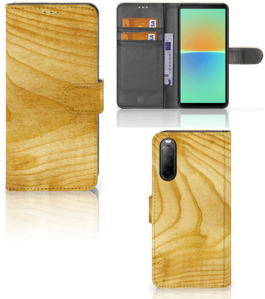 Sony Xperia 10 IV Book Style Case Licht Hout