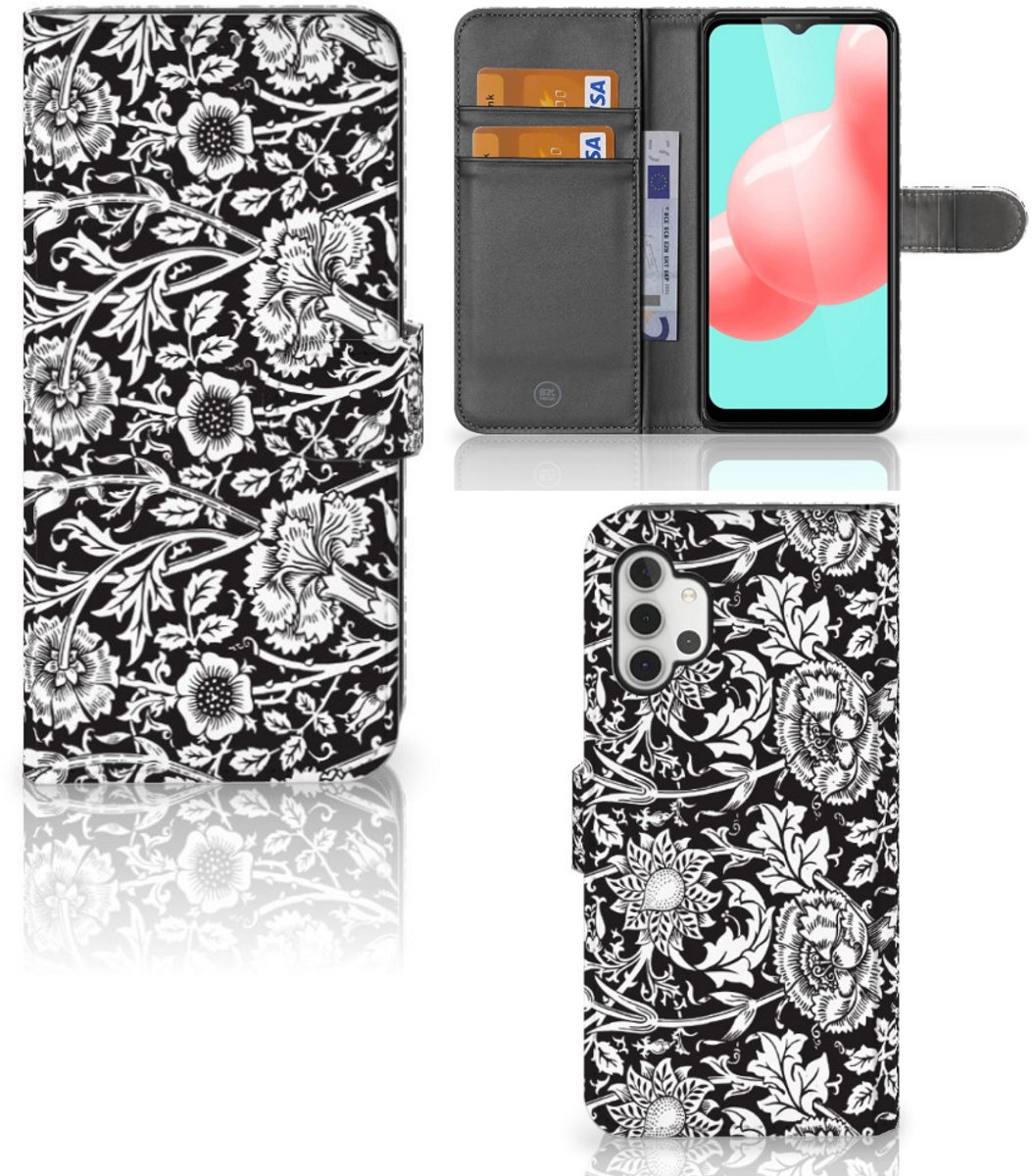 Samsung Galaxy A32 5G Hoesje Black Flowers