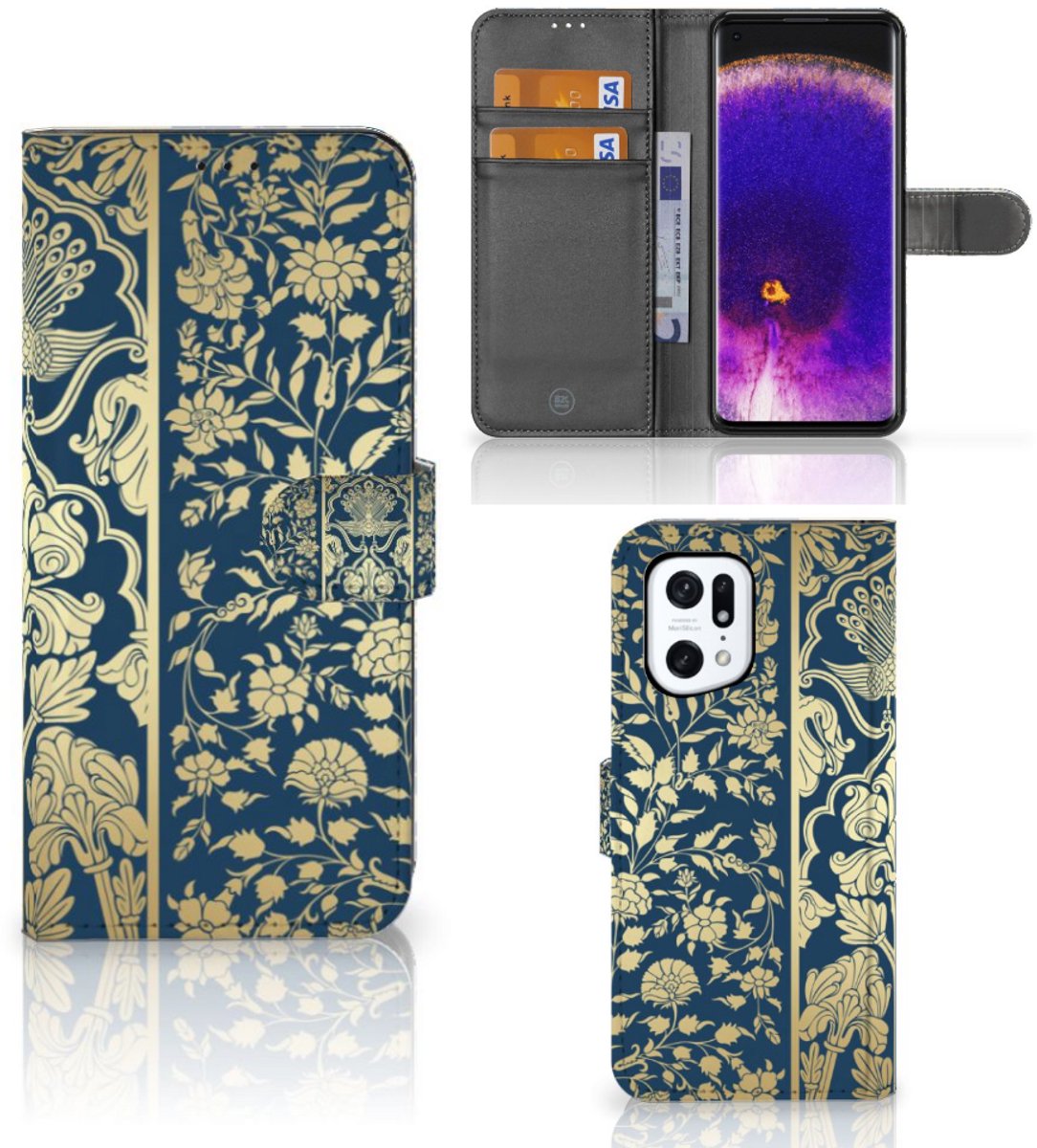 Book Case voor OPPO Find X5 Pro Hoesje Beige Flowers