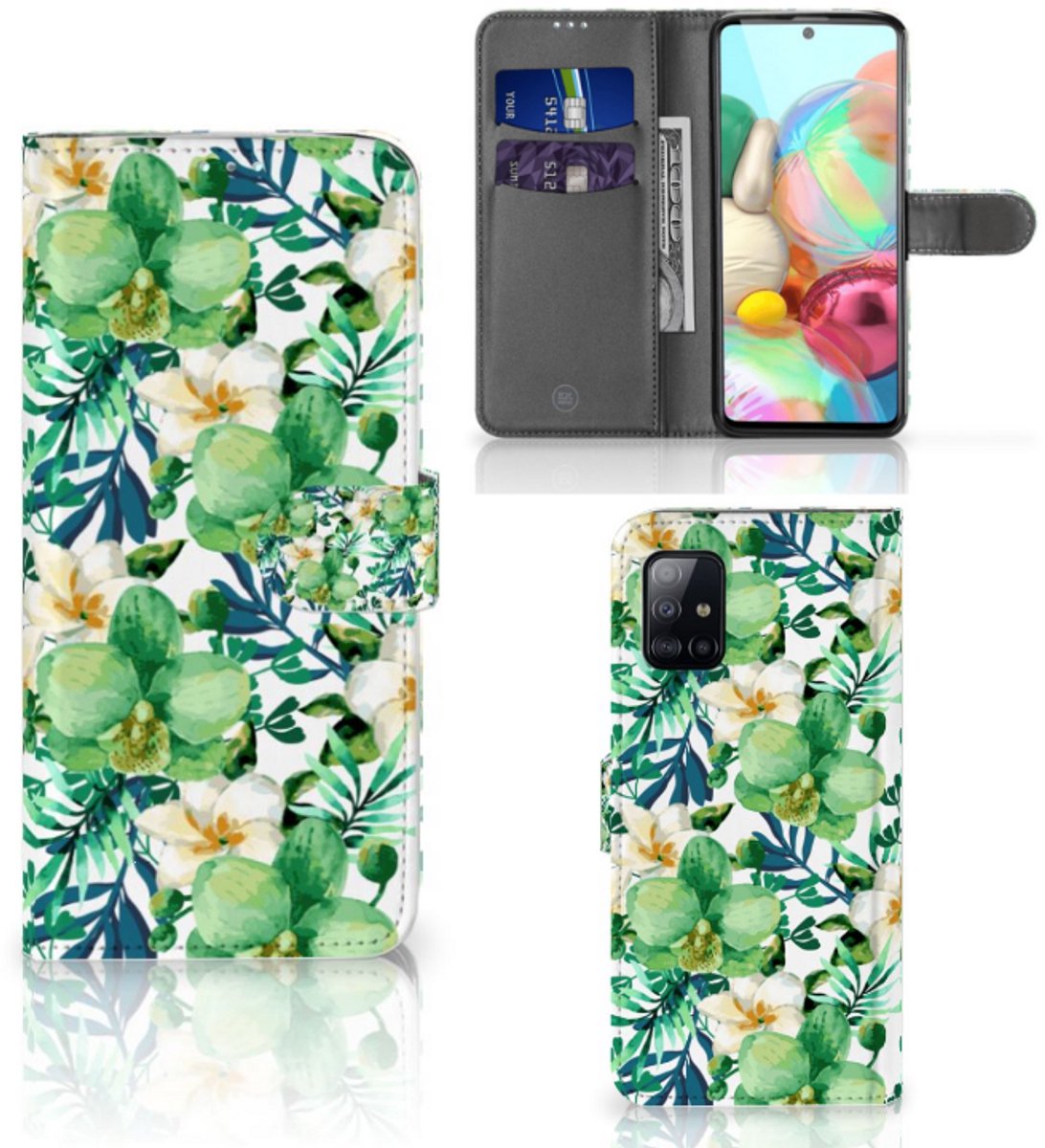 Samsung Galaxy A71 Hoesje Orchidee Groen