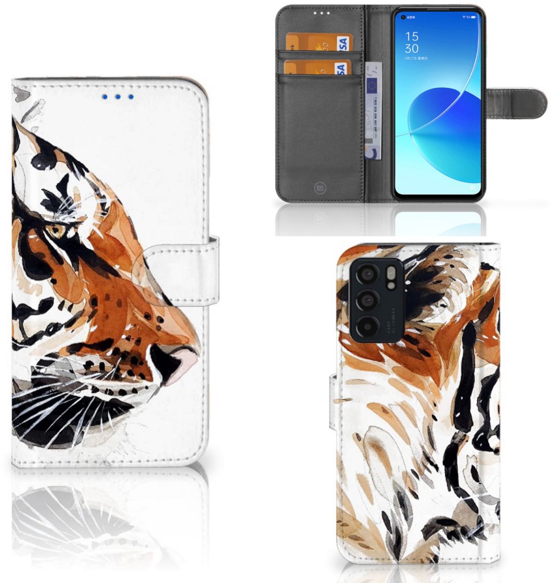 Hoesje OPPO Reno6 5G Watercolor Tiger